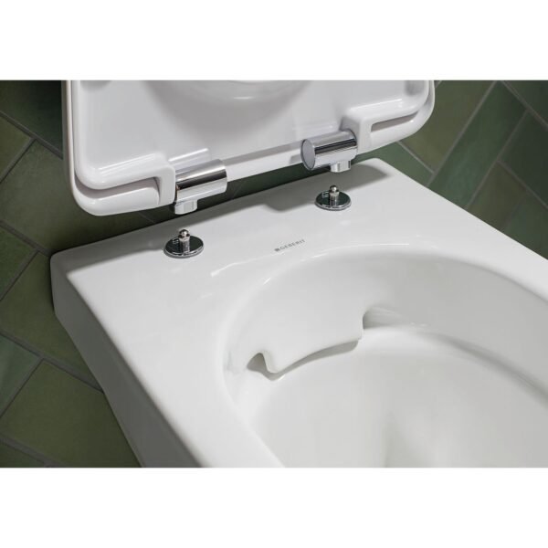 Geberit Selnova Semi-Shrouded Rimfree Wall Hung Toilet With Soft Close Seat And Cover - White - Image 5