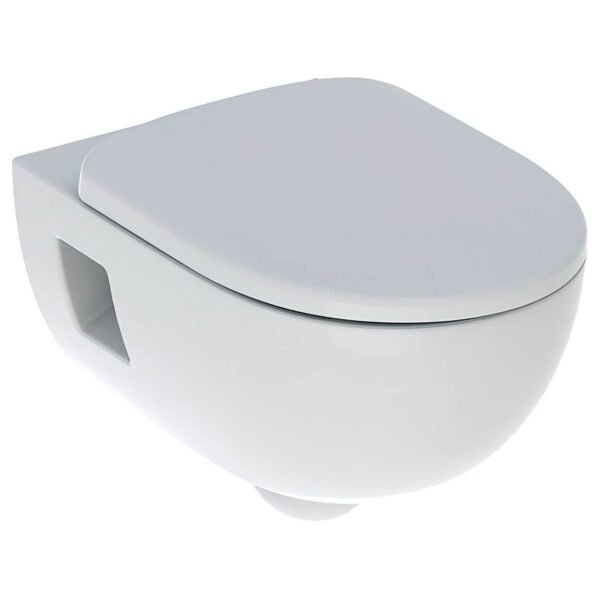Geberit Selnova Semi-Shrouded Rimfree Wall Hung Toilet With Soft Close Seat And Cover - White - Image 2