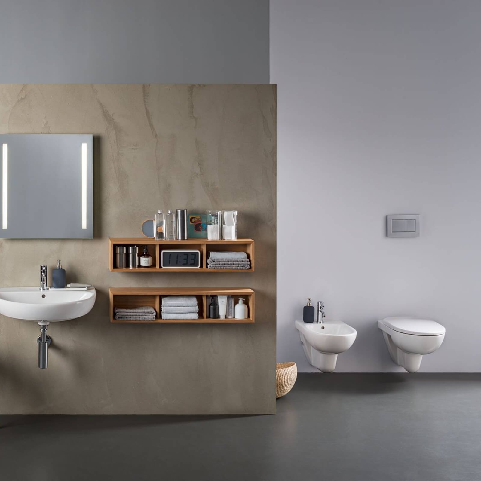 Geberit Selnova Flush Rim Wall Hung Toilet With Standard Seat And Cover - White