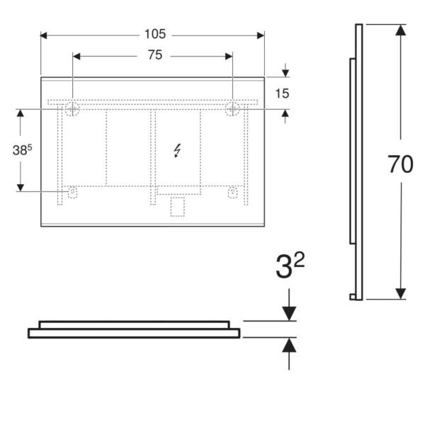 Geberit Option Plus Framed Illuminated Mirror With Direct And Indirect Lighting - 700mm X 1050mm - Image 2