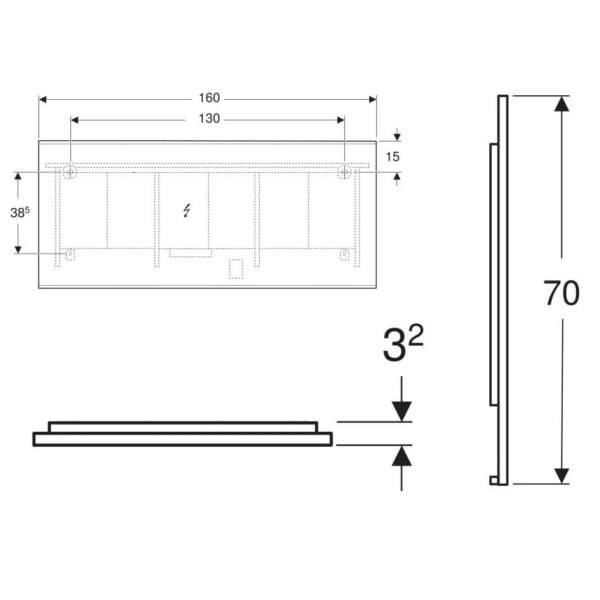 Geberit Option Plus Framed Illuminated Mirror With Direct And Indirect Lighting - 700mm X 1600mm - Image 2