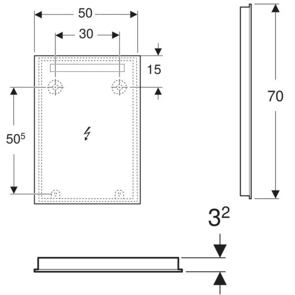 Geberit Option Basic Top LED Lighting Illuminated Mirror - 700mm X 500mm - Image 2