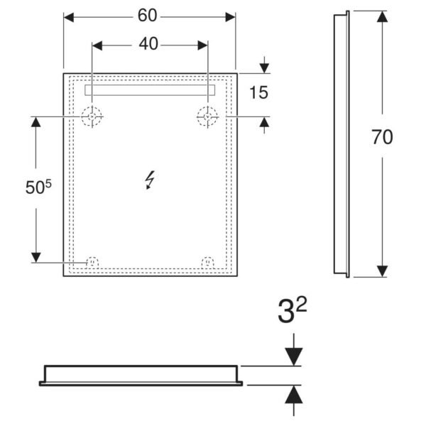 Geberit Option Basic Top LED Lighting Illuminated Mirror - 700mm X 600mm - Image 3