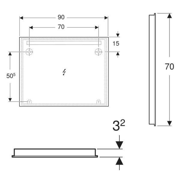 Geberit Option Basic Top LED Lighting Illuminated Mirror - 700mm X 900mm - Image 2