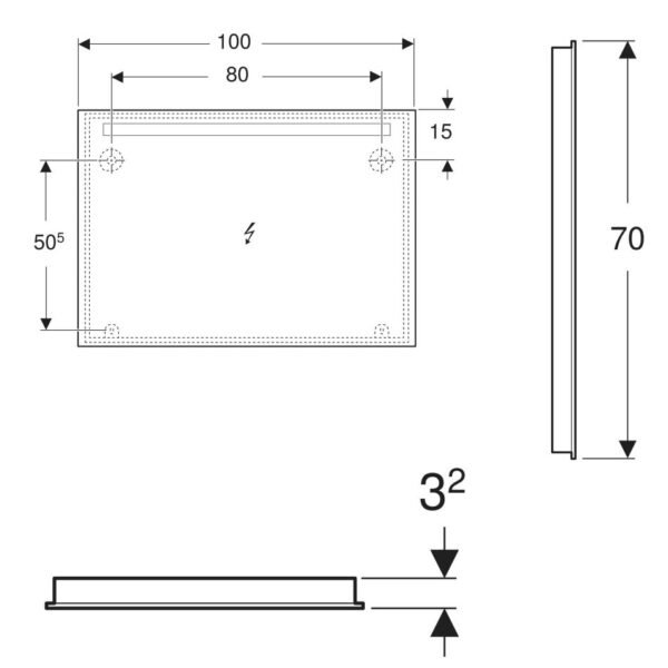 Geberit Option Basic Top LED Lighting Illuminated Mirror - 700mm X 1000mm - Image 2