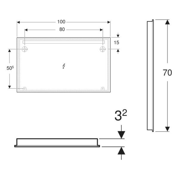 Geberit Option Basic Top LED Lighting Illuminated Mirror - 700mm X 1200mm - Image 2