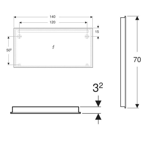 Geberit Option Basic Top LED Lighting Illuminated Mirror - 700mm X 1400mm - Image 2