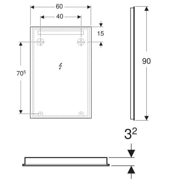 Geberit Option Basic Top LED Lighting Illuminated Mirror - 900mm X 600mm - Image 2