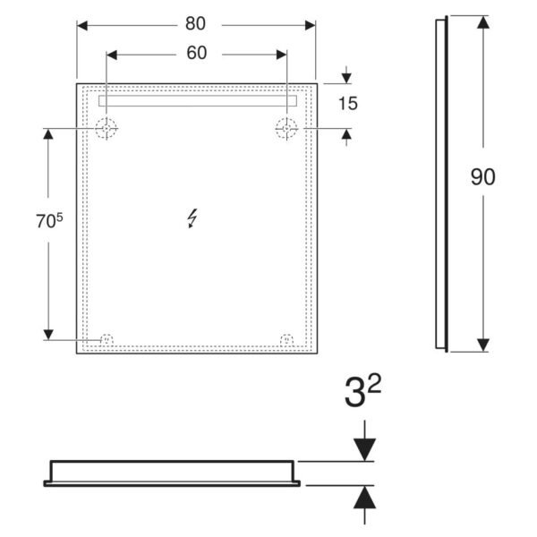 Geberit Option Basic Top LED Lighting Illuminated Mirror - 900mm X 800mm - Image 2