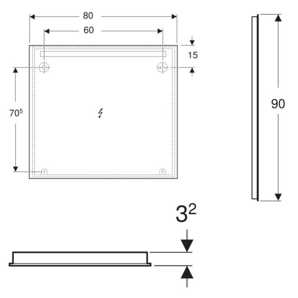 Geberit Option Basic Top LED Lighting Illuminated Mirror - 900mm X 1000mm - Image 2