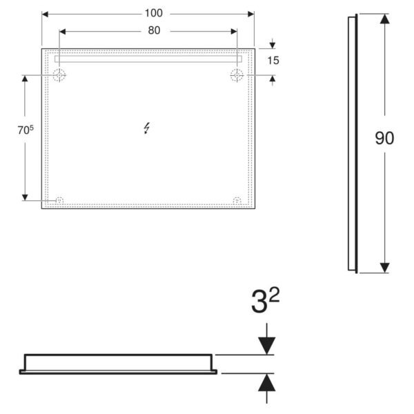 Geberit Option Basic Top LED Lighting Illuminated Mirror - 900mm X 1200mm - Image 2