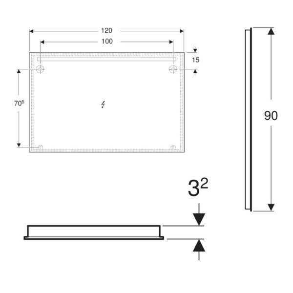 Geberit Option Basic Top LED Lighting Illuminated Mirror - 900mm X 1400mm - Image 2