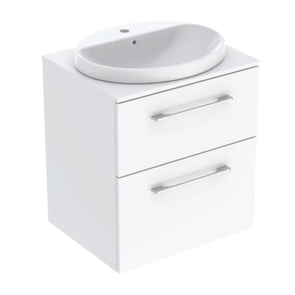 Geberit Selnova 2 Drawer Wall Hung Vanity Unit With Worktop And Countertop Basin - 588mm Wide - 1 TH