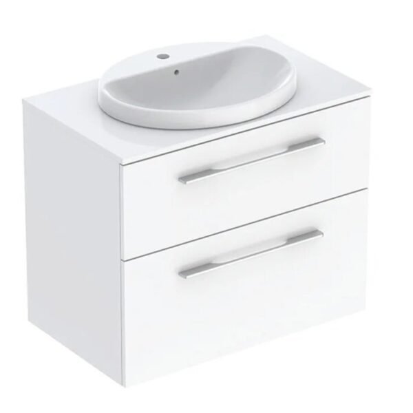 Geberit Selnova 2 Drawer Wall Hung Vanity Unit With Worktop And Countertop Basin - 788mm Wide - 1 TH - Image 2