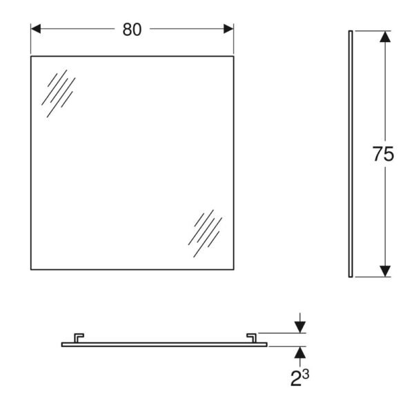 Geberit Selnova Non Illuminated Mirror - 750mm X 800mm - Image 3