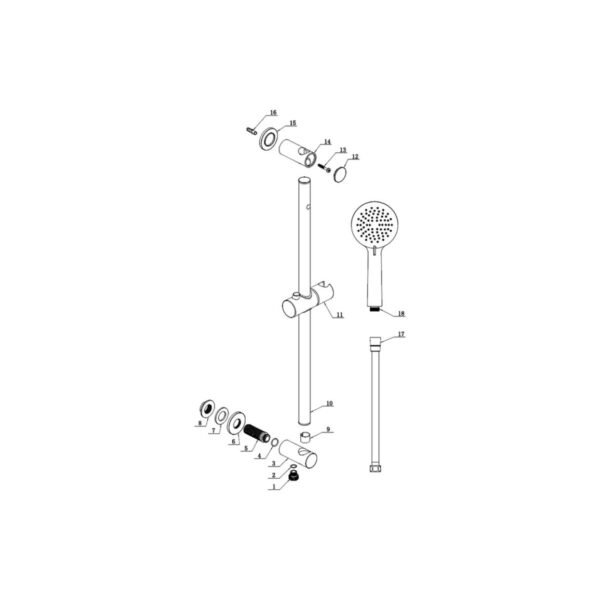 Trinity Flourish Round Riser Rail Kit With Elbow & 3 Mode Handset - Image 2