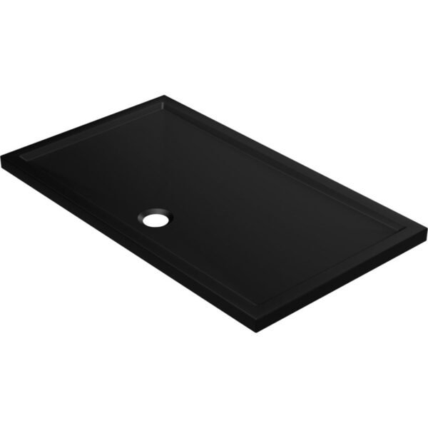 Oxford 40mm Low Profile Rectangular Shower Tray & Waste - Matt Black - Image 2