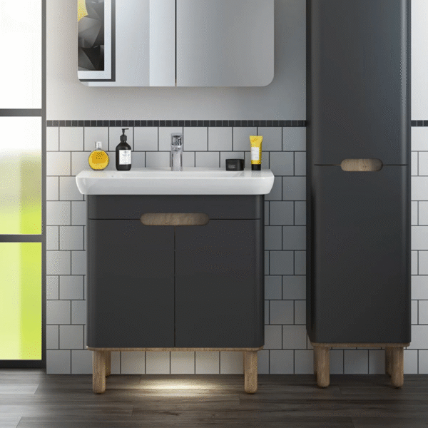 Vitra Sento 2 Door Wall Hung Vanity Unit With Basin - 1 Tap Hole (Tap & Waste Not Included)