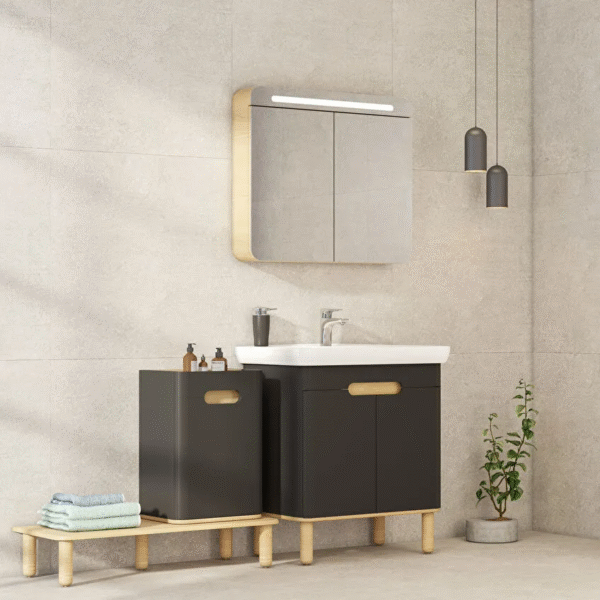 Vitra Sento 2 Door Wall Hung Vanity Unit With Basin - 1 Tap Hole (Tap & Waste Not Included) - Image 5