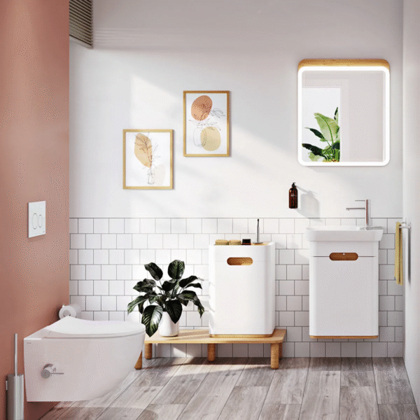 Vitra Sento 1 Door Freestanding Mid Unit - 400mm Wide - Left Hand Hinge - Matt White - Image 5
