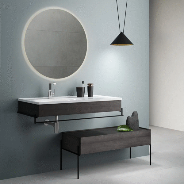 Vitra Equal Asymmetrical Vanity Unit With Basin And Towel Rail - 1000mm Wide - Image 2