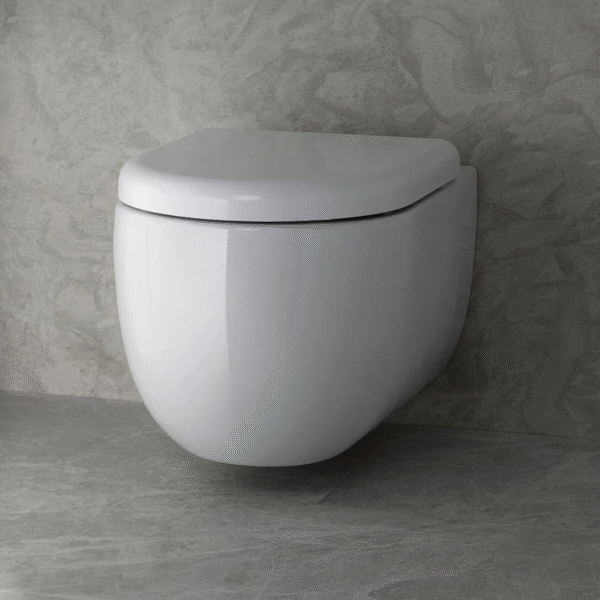 VitrA Liquid Rimless Wall-Hung WC with Seat – White High Gloss