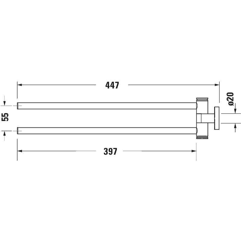 Duravit D Code Swivel 2 Arm Towel Rail - 648mm - Image 3