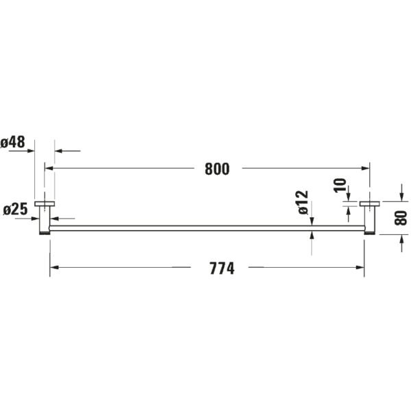 Duravit D Code Single Towel Rail - 848mm - Image 3
