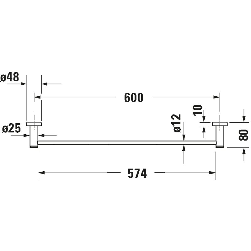 Duravit D Code Single Towel Rail - 648mm - Image 3