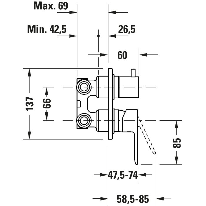 Duravit D-Code Concealed Installation Set For Shower Mixer - 2 Outlets - Image 3