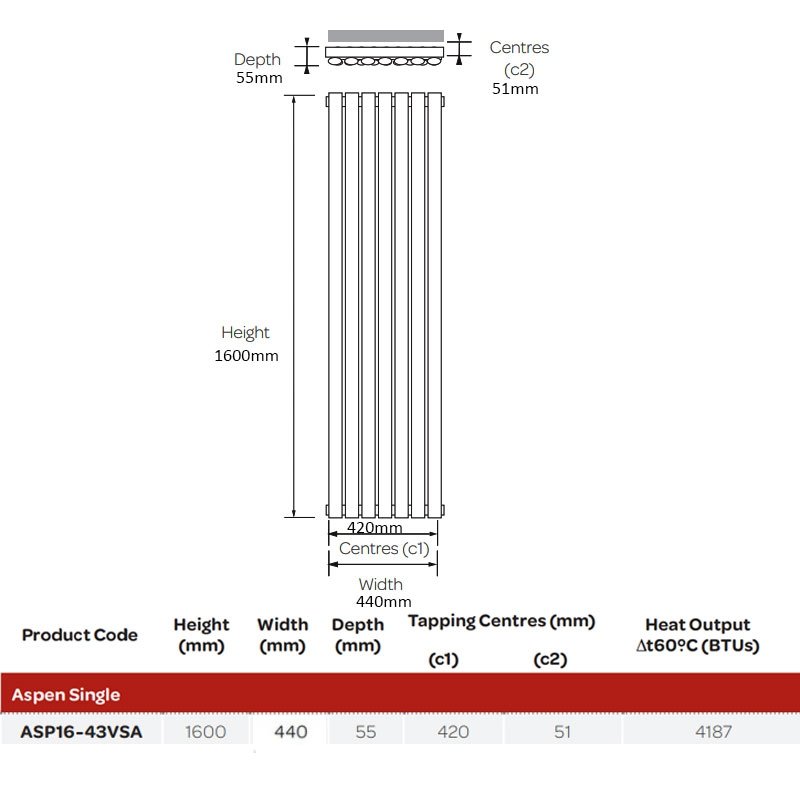 BSUK Aspen Flat Panel Vertical Designer Radiator - Image 15