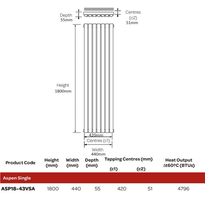 BSUK Aspen Flat Panel Vertical Designer Radiator - Image 17