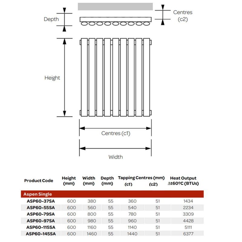 BSUK Aspen Flat Panel Horizontal Designer Radiator - Image 18