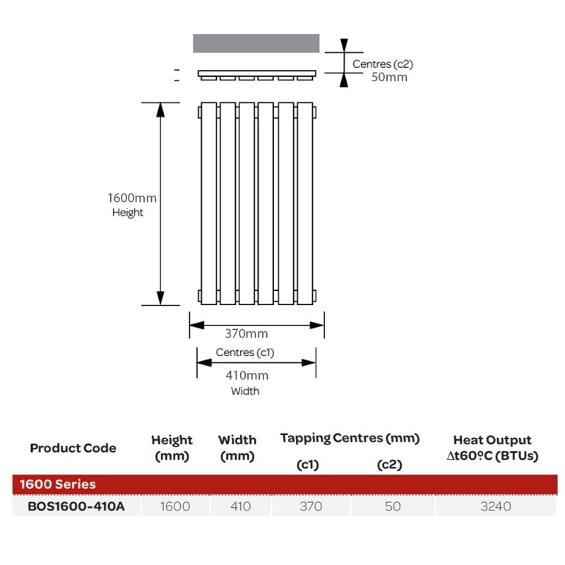 BSUK Boston Flat Panel Vertical Designer Radiator - Image 2