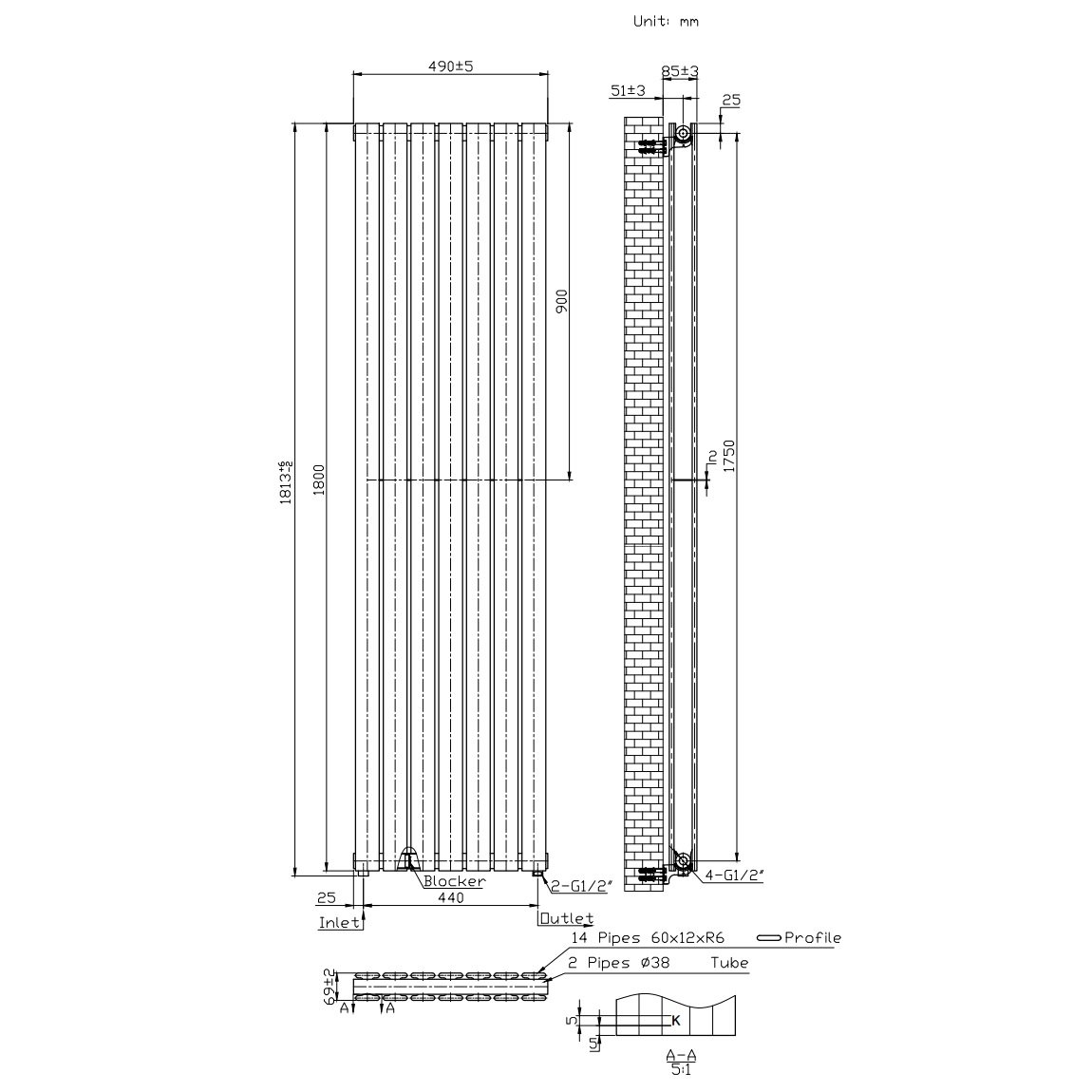 BSUK Boston Flat Panel Vertical Designer Radiator - Image 17