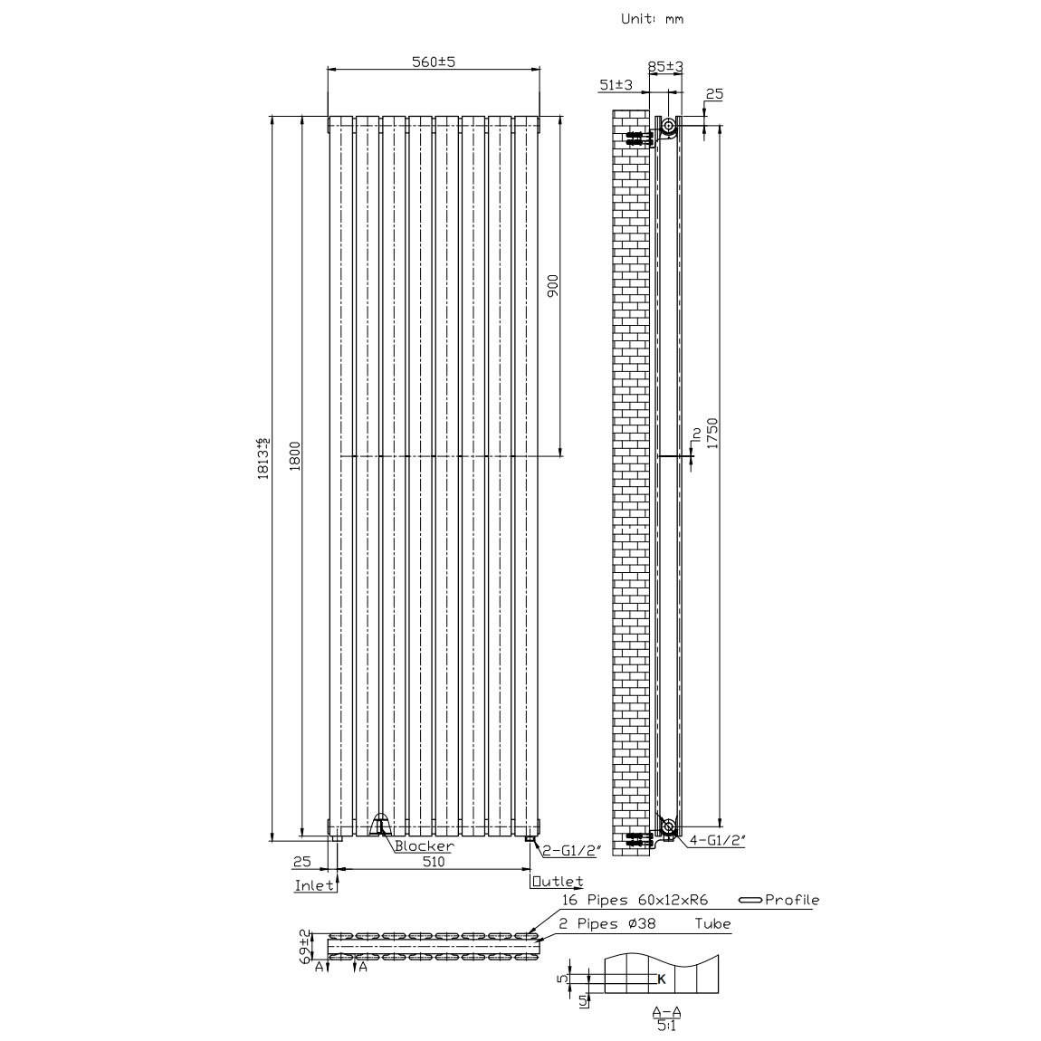 BSUK Boston Flat Panel Vertical Designer Radiator - Image 18
