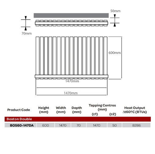 BSUK Boston Flat Panel Horizontal Designer Radiator - Image 4