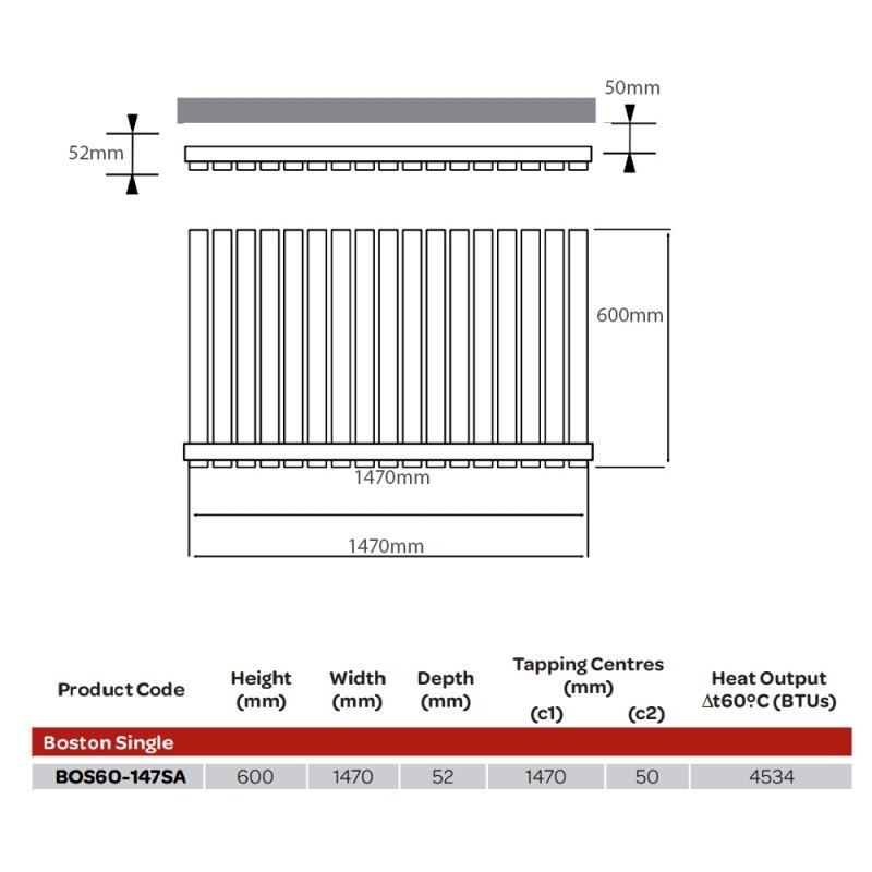 BSUK Boston Flat Panel Horizontal Designer Radiator - Image 16