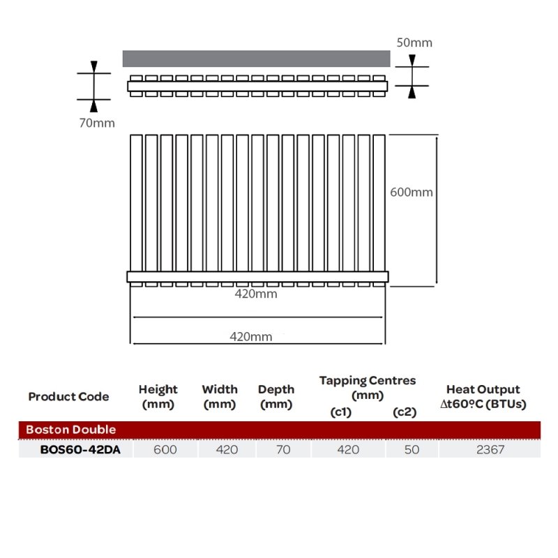 BSUK Boston Flat Panel Horizontal Designer Radiator - Image 5