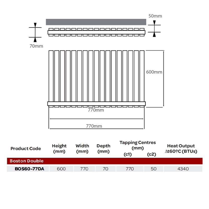 BSUK Boston Flat Panel Horizontal Designer Radiator - Image 7