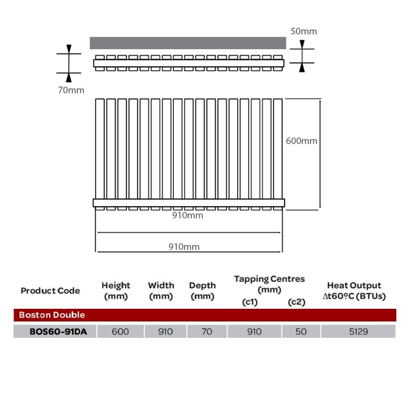 BSUK Boston Flat Panel Horizontal Designer Radiator - Image 8