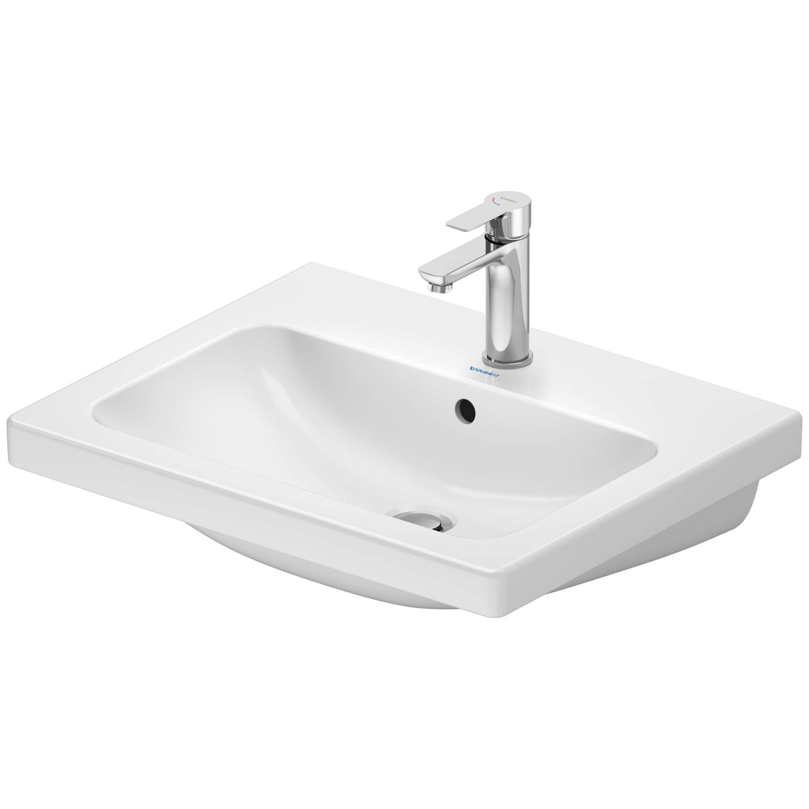 Duravit D-Code Rectangular Wall Hung Basin - 600mm - Pedestal Options
