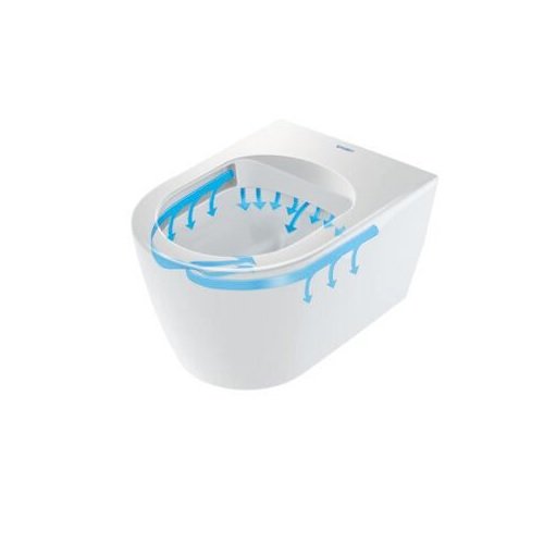 Duravit Me-By-Starck Rimless Round Compact Wall Hung Toilet With Seat- White - Image 3