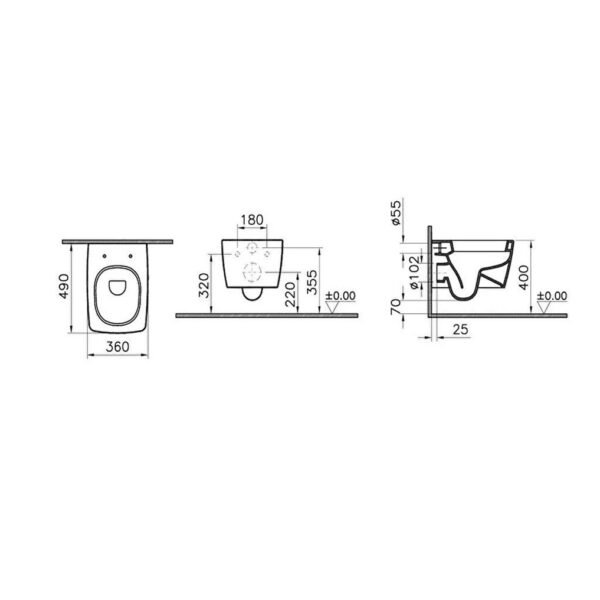 Vitra M-Line Compact Wall Hung Toilet with Soft Close Seat - White - Image 3
